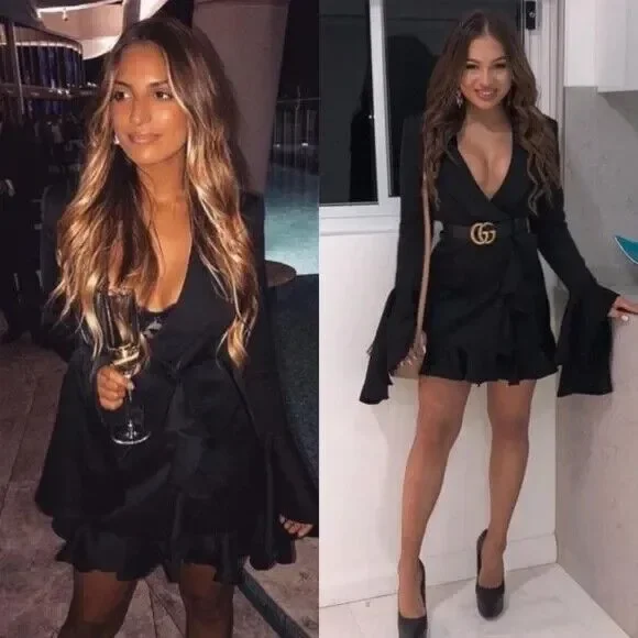 NWT Misha Collection Christy Frill Blazer Dress Black Size 2